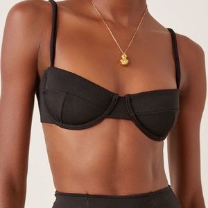 Haight Stretch-Crepe Black Underwire Bikini Top